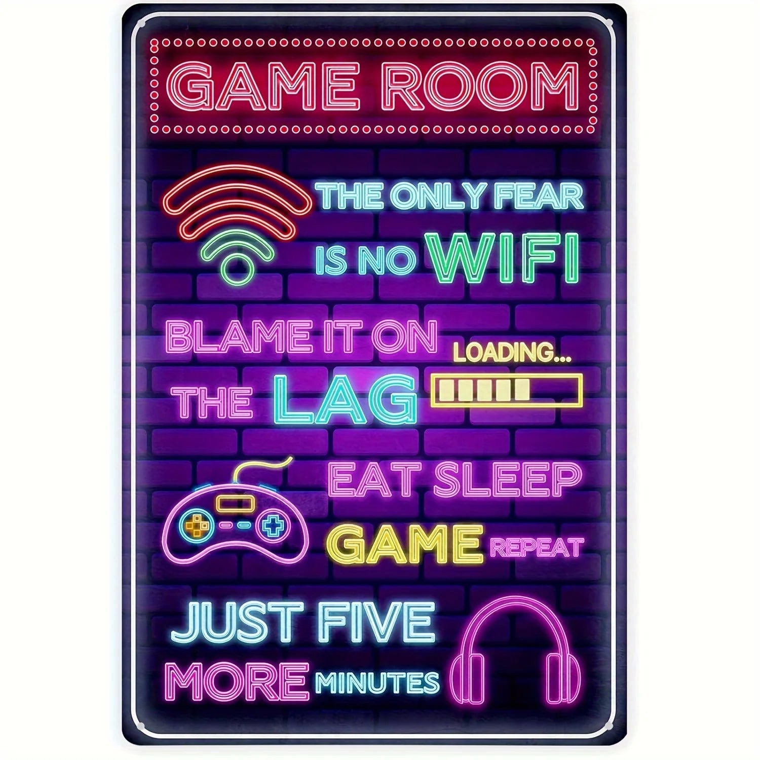 Retro Gaming Metal Sign | Vintage Gamer Wall Decor for Bedroom & Man Cave