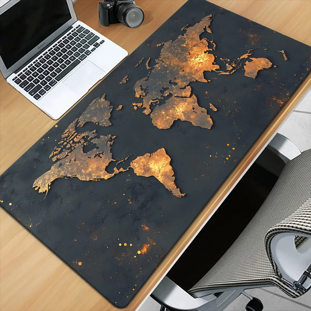 Vintage World Map Large Gaming Mouse Pad & Desk Mat