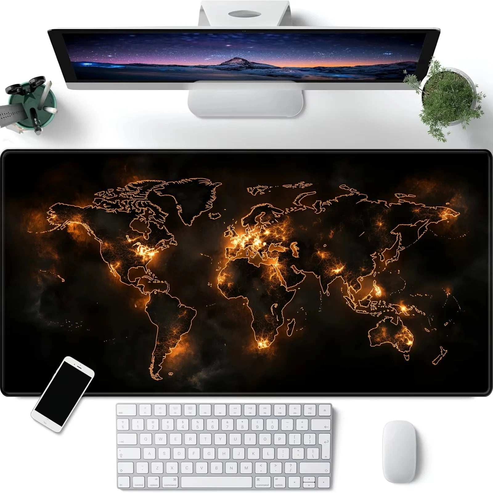 Vintage World Map Large Gaming Mouse Pad & Desk Mat