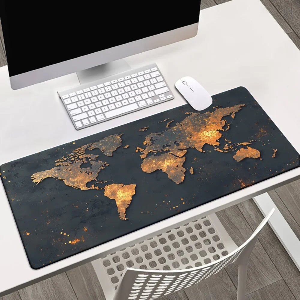 Vintage World Map Large Gaming Mouse Pad & Desk Mat