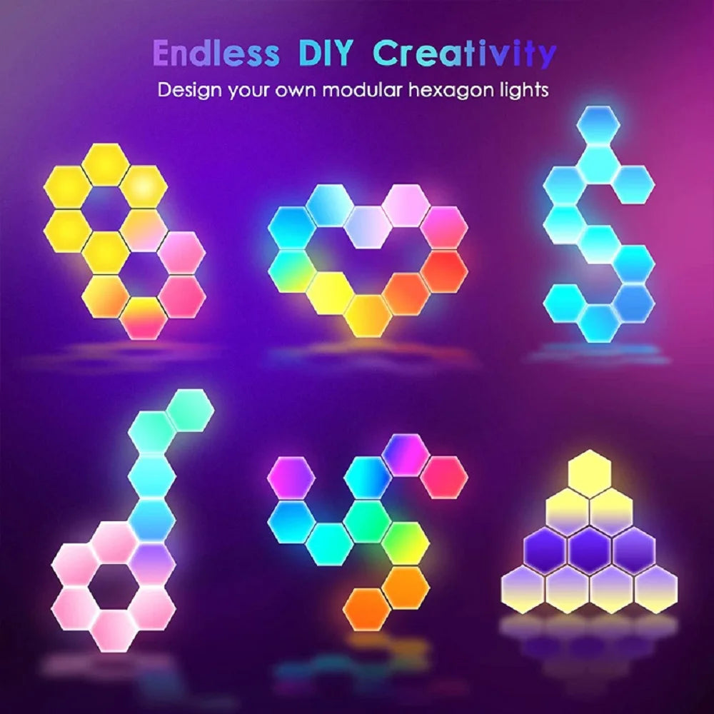 RGB Intelligent Hexagonal Wall Panels - Smart DIY Music Rhythm Night Light