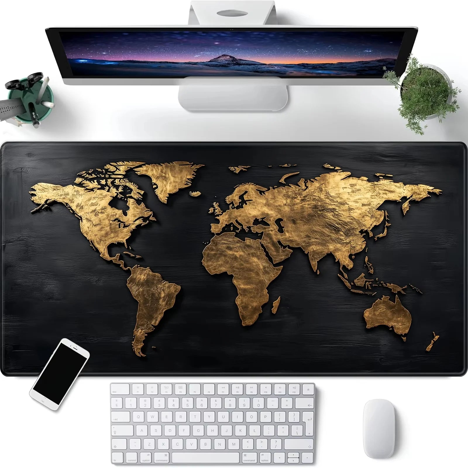 Vintage World Map Large Gaming Mouse Pad & Desk Mat