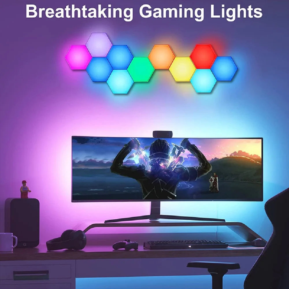RGB Intelligent Hexagonal Wall Panels - Smart DIY Music Rhythm Night Light