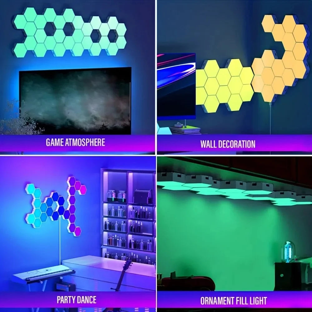 RGB Intelligent Hexagonal Wall Panels - Smart DIY Music Rhythm Night Light