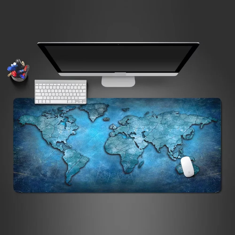 Vintage World Map Large Gaming Mouse Pad & Desk Mat