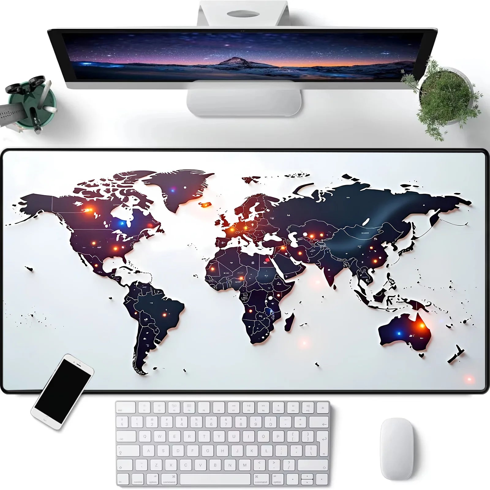 Vintage World Map Large Gaming Mouse Pad & Desk Mat