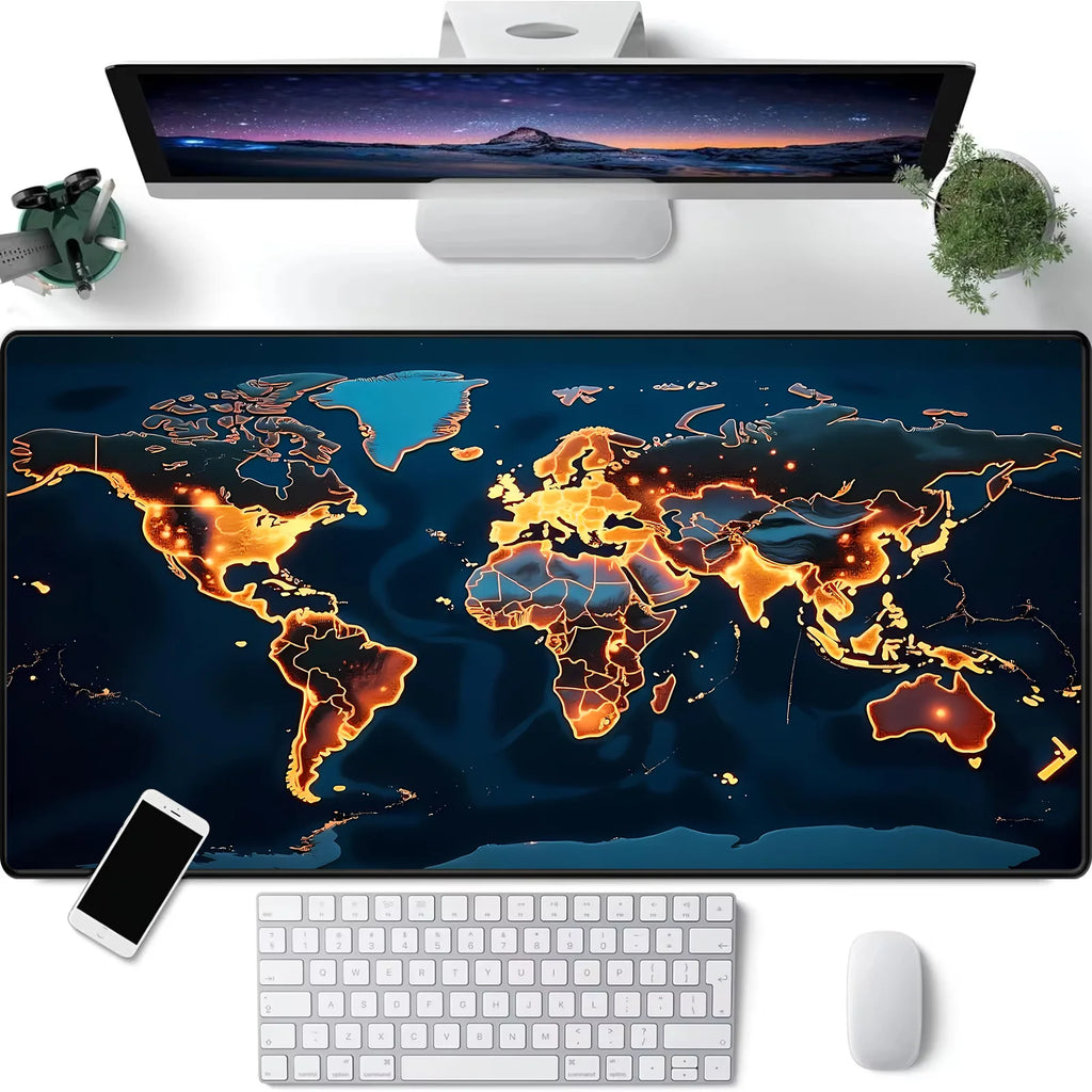 Vintage World Map Large Gaming Mouse Pad & Desk Mat
