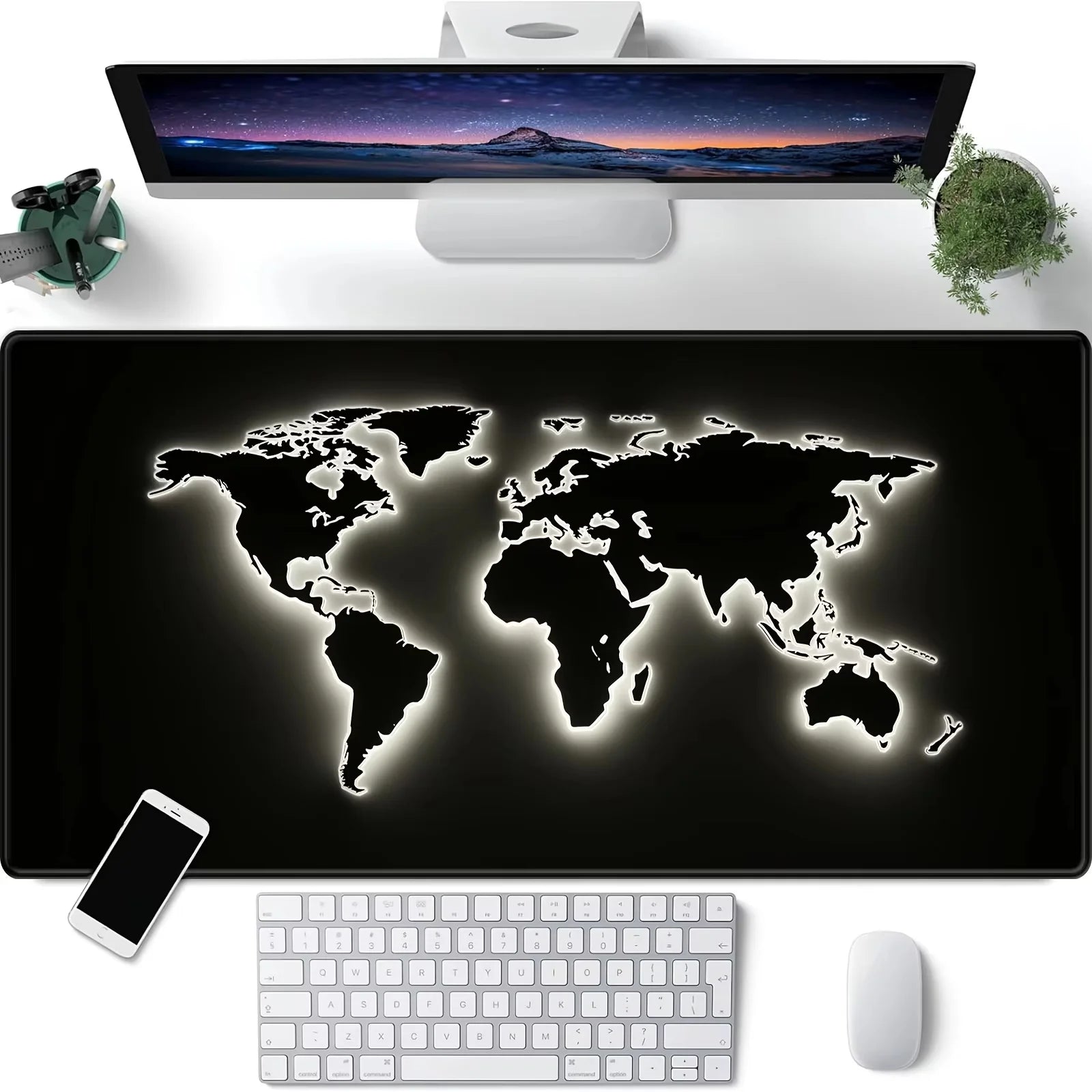 Vintage World Map Large Gaming Mouse Pad & Desk Mat
